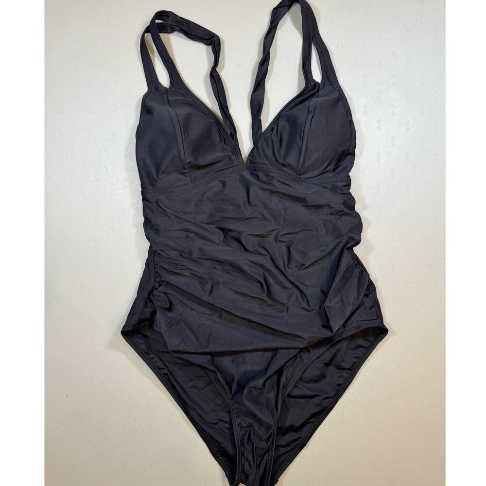 NWT Cupshe Black One Piece Bathing Suit with Criss Cross Back Size XL